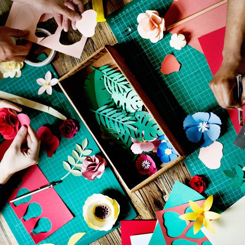 Hamilco ورق كرافت ملون من هاميليكو 8.5" × 11" لون برتقالي زهور 50 حزمة - Image 3